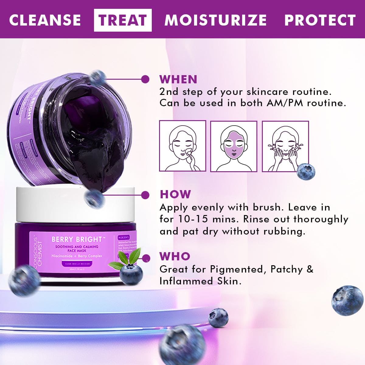 Soothing & Brightening Face Mask | Niacinamide & Berry Complex | 50 gm